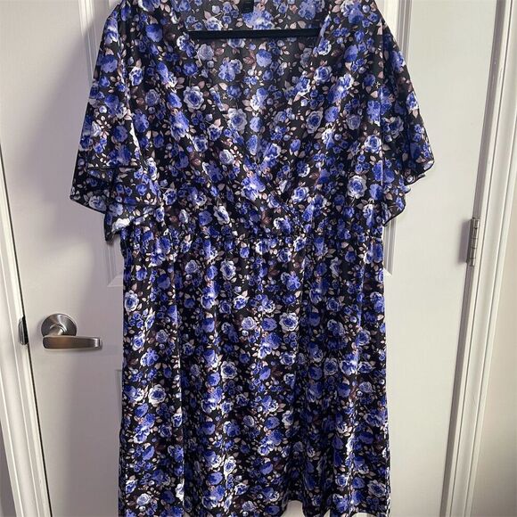 SHEIN Plus 5X Floral‎ A-Line Swing Dress Multicolor Party Cocktail - Picture 1 of 8